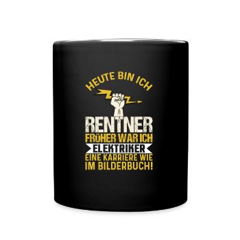 Elektriker Elektroniker Rentner Rente Spruch - Tasse einfarbig - Schwarz - Vorne