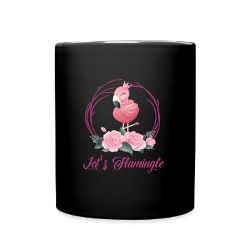 Let's Flamingle Lustiger Flamingo Frauen / Damen - Tasse einfarbig - Schwarz - Vorne