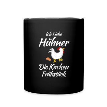 Hühner Weihnachten Bäuerin - Tasse einfarbig - Schwarz - Vorne