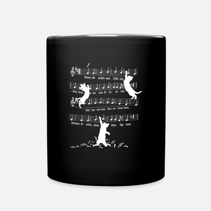 Cheeky Kitten Cats Beethoven 9th Symphony Notes - Full Colour Mug - black