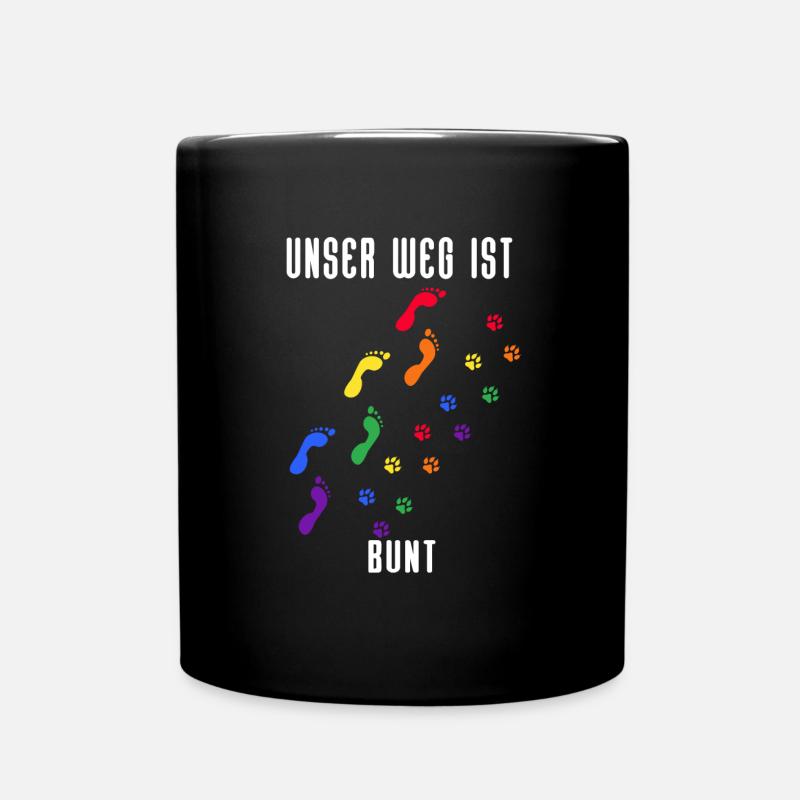 Fußspuren Pfoten Hund Regenbogen Gay Pride CSD - Tasse einfarbig - Schwarz