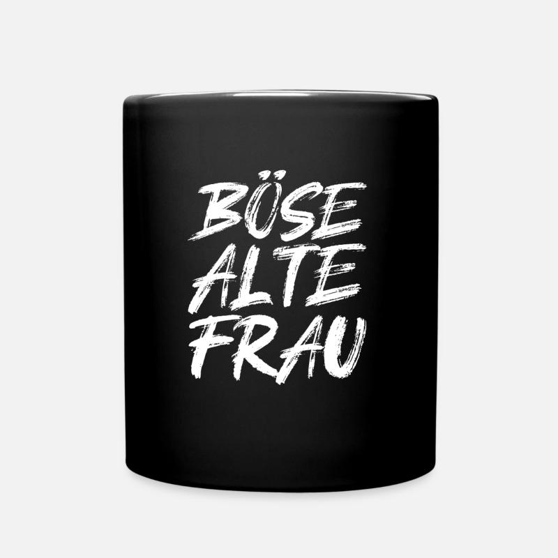 Böse alte Frau Totenkopf - Tasse einfarbig - Schwarz