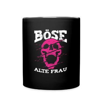 Böse Alte Frau - Tasse einfarbig - Schwarz - Vorne