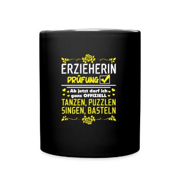 Erzieherin Prüfung bestanden Geschenkidee - Tasse einfarbig - Schwarz - Vorne