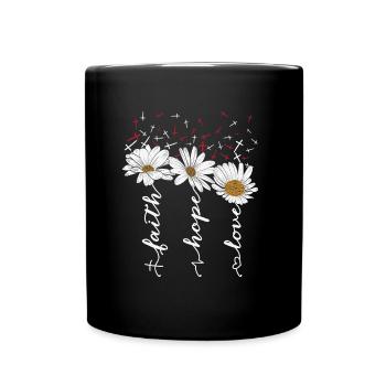 La foi Espérance Amour chrétien citation fleur - Mug uni - noir - Devant