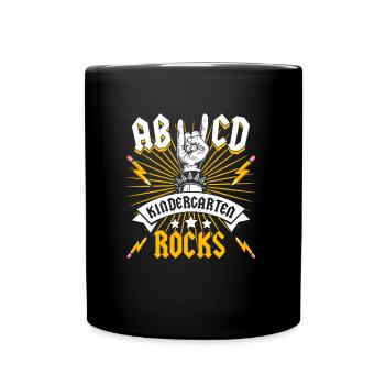 Kindergarten Rocks ABCD Rock Music Rocker Preschool - Full Colour Mug - black - Front