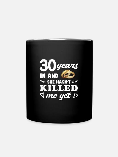 Wedding Anniversary Pearls Wedding Gift 30 Years - Full Colour Mug - black