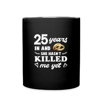 Wedding anniversary silver wedding gift 25 years - Full Colour Mug - black - Front