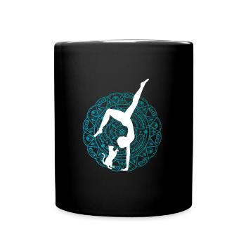Women's Yoga Outfit with Cat Yoga Pilates Qi Gong - Full Colour Mug - black - Front