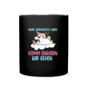 Unicorn Only Crazy Here Unicorn Panda - Tasse einfarbig - Schwarz - Vorne