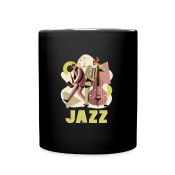 Jazz Musician Gift Sax / Saxophone Double Bass - Full Colour Mug - black - Front