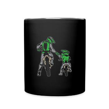 Motocross Vater & Sohn Motorradfahrer Geschenk - Tasse einfarbig - Schwarz - Vorne