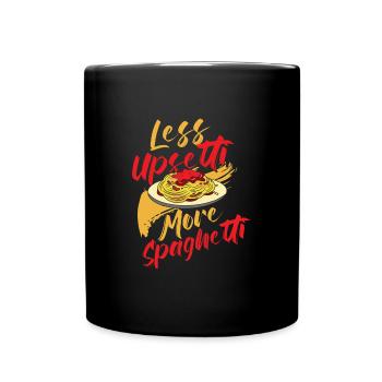 Funny Less Upsetti More Spaghetti - Tasse einfarbig - Schwarz - Vorne
