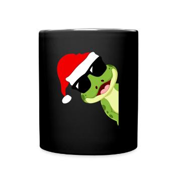 Frosch Weihnachten - Tasse einfarbig - Schwarz - Vorne