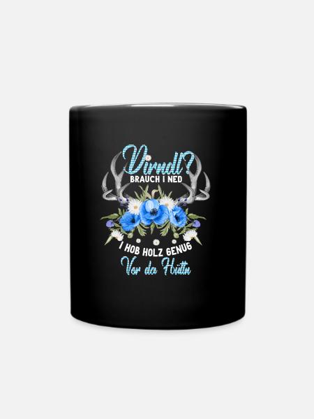 Dirndl Holz Genug Wiesn Geweih Trachtenshirt - Tasse einfarbig - Schwarz