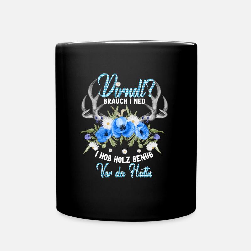 Dirndl Holz Genug Wiesn Geweih Trachtenshirt - Tasse einfarbig - Schwarz