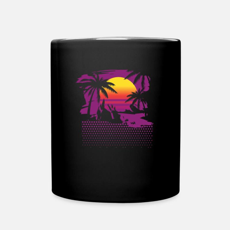 Sunset Mountain Retrowave - Tasse einfarbig - Schwarz