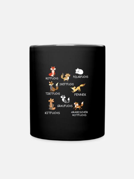 Fuchs Arten Füchse Geschenk Fuchsliebhaber Tier - Tasse einfarbig - Schwarz