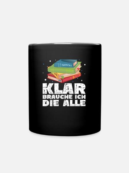 Bücher lesen Bücherwurm - Tasse einfarbig - Schwarz