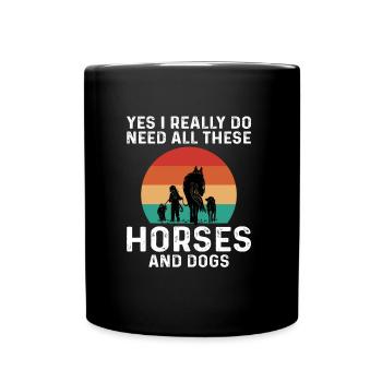 Funny All These Dog And Horses - Tasse einfarbig - Schwarz - Vorne