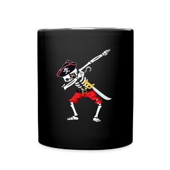 Skeleton Pirate Gift Dabbing Funny Halloween - Full Colour Mug - black - Front