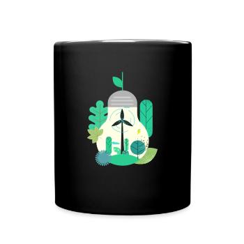 Glühbirne Windkraft Windpower - Tasse einfarbig - Schwarz - Vorne
