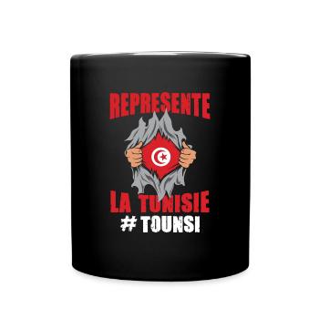 représente la tunisie tounsi supporter drapeau - Mug uni - noir - Devant