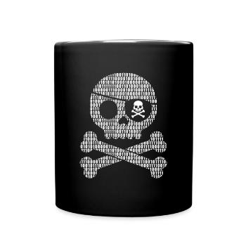 Digital Pirate Binär Code | Digitaler Schädel - Tasse einfarbig - Schwarz - Vorne