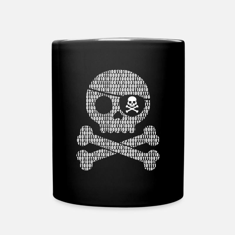 Digital Pirate Binary Code | Digital skull - Full Colour Mug - black