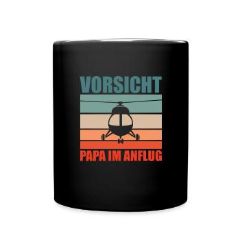 Papa Hubschrauber Pilot Helikopter Vater - Tasse einfarbig - Schwarz - Vorne