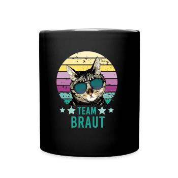 Team Braut Katze JGA Junggesellinnenabschied 2 - Tasse einfarbig - Schwarz - Vorne