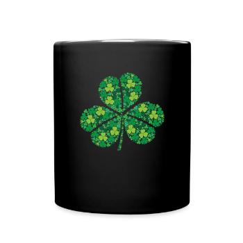 Shamrock Art St. Patrick's Day Three Leaf Clover - Full Colour Mug - black - Front