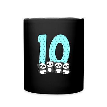 10. Geburtstag - Tasse einfarbig - Schwarz - Vorne
