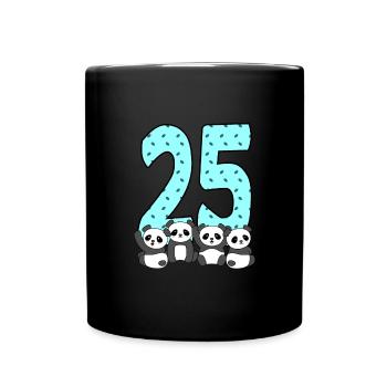 25. Geburtstag - Tasse einfarbig - Schwarz - Vorne
