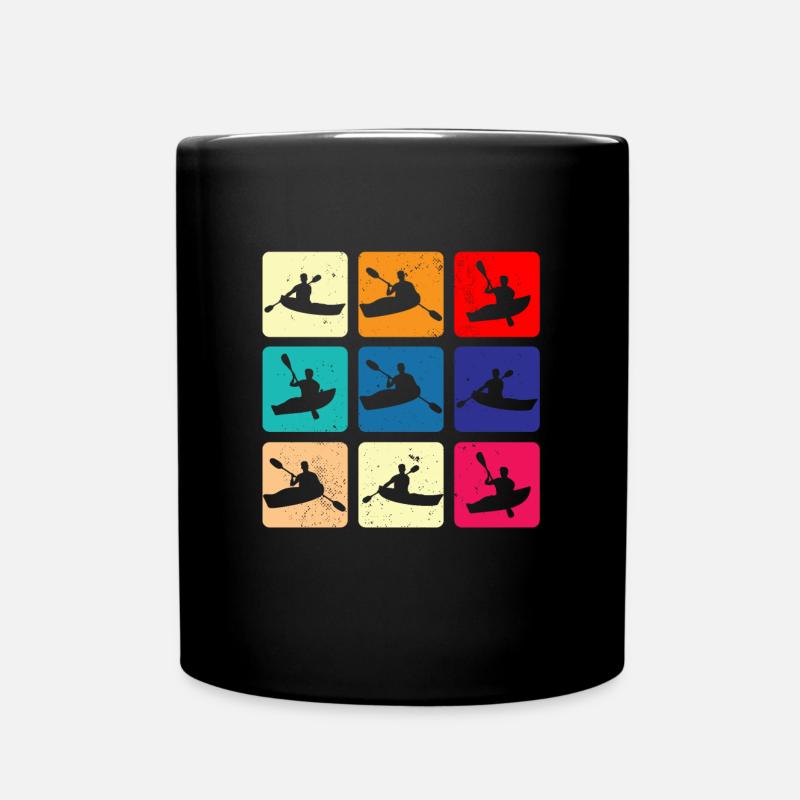 Kayaking Brings Me Retro Paddle Together Canoe - Full Colour Mug - black