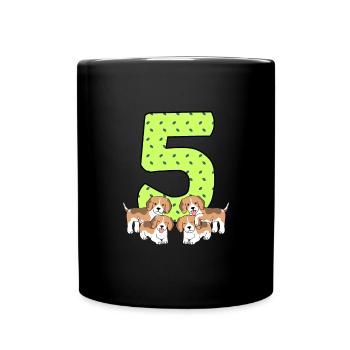 5. Geburtstag - Tasse einfarbig - Schwarz - Vorne