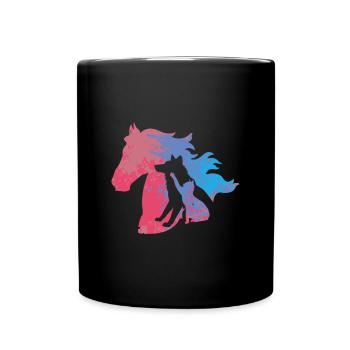 Animaux Chien Chat Cheval Coloré Cheval Design - Mug uni - noir - Devant