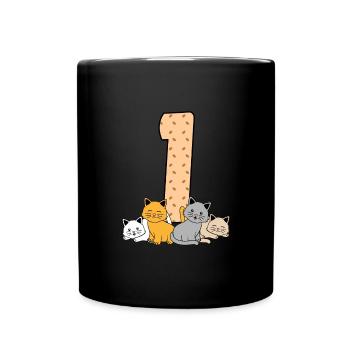 1. Geburtstag - Tasse einfarbig - Schwarz - Vorne