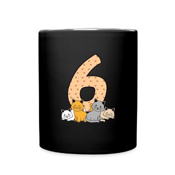 6. Geburtstag - Tasse einfarbig - Schwarz - Vorne