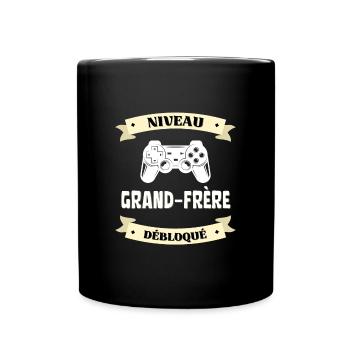 niveau grand frère débloqué humour gamer grossesse - Mug uni - noir - Devant