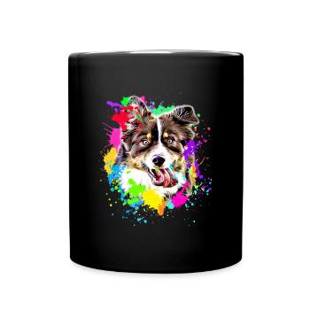 Berger Australien Art Dog Motif Propriétaire de chien - Mug uni - noir - Devant