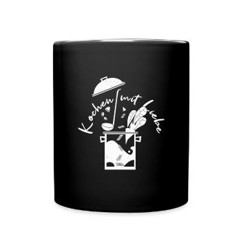 Kochen mit Liebe Hobbykoch Chefkoch Topf - Tasse einfarbig - Schwarz - Vorne