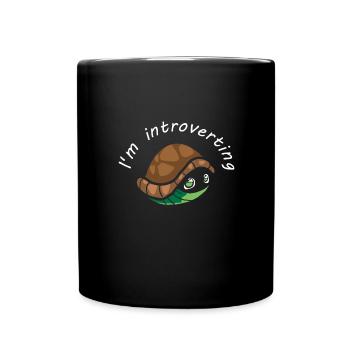 i'm introverting süße Schildkröte - Tasse einfarbig - Schwarz - Vorne