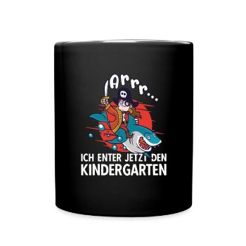 Kinder Schulkind Kindergarten Pirat Kapitän - Tasse einfarbig - Schwarz - Vorne