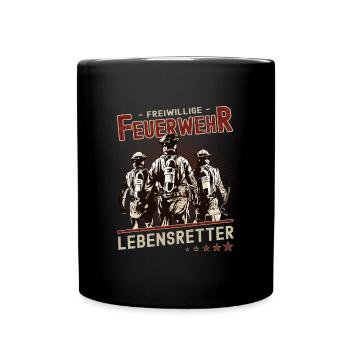 Freiwillige Feuerwehr Lebensretter - Tasse einfarbig - Schwarz - Vorne