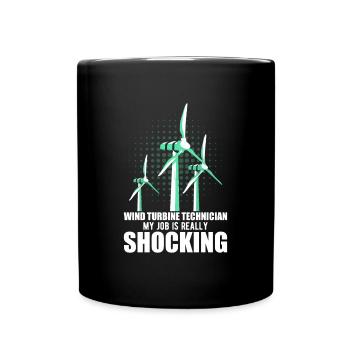Windrad Windkraft Windenergie - Tasse einfarbig - Schwarz - Vorne