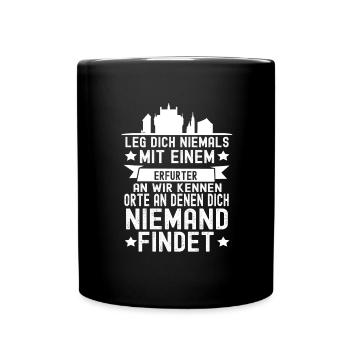 Erfurt Thüringen Skyline - Tasse einfarbig - Schwarz - Vorne