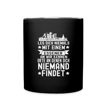 Essen Nordrhein Westfalen Stadt Skyline - Tasse einfarbig - Schwarz - Vorne