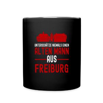 Freiburg Bayern Skyline - Tasse einfarbig - Schwarz - Vorne