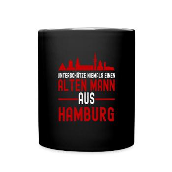 Hamburg Skyline Stadt Für Hamburger - Tasse einfarbig - Schwarz - Vorne